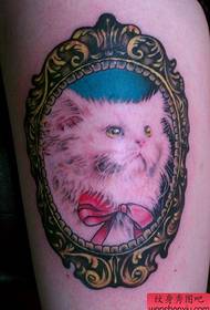 a cat tattoo pattern in the girl's leg 132704-arm popular pop bird and flower tattoo pattern