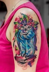 9 listova teške akvarelne boje uzoraka tetovaže životinja i biljaka u boji