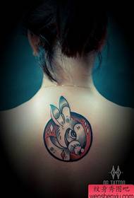 girl's back cute classic rabbit tattoo pattern