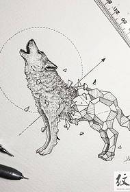 幾何学と動物の融合手描きのタトゥー原稿