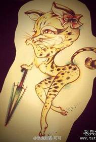 a popular little leopard tattoo pattern