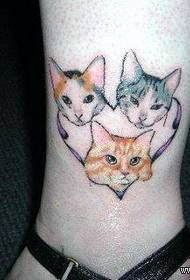 Girl's legs are small and cute cat tattoo pattern