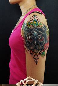 arm popular handsome cat tattoo pattern