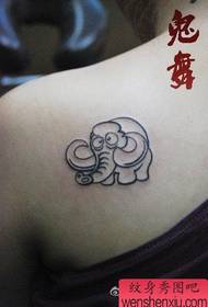 girls shoulder cute little elephant tattoo pattern