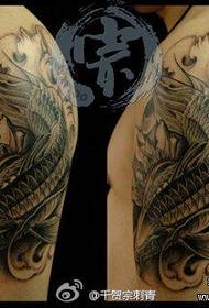 Male arm beautiful black gray squid tattoo pattern