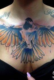 el clásico del pecho de una niña es un hermoso patrón de tatuaje de paloma