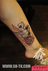 girls legs cute pop rabbit Tattoo pattern