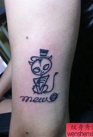 ranką mielas paprastas katės tatuiruotės modelis
