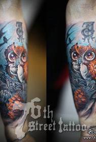 arm popular Handsome owl tattoo pattern