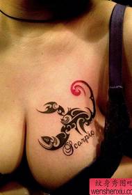 seductive beauty chest totem scorpion tattoo pattern
