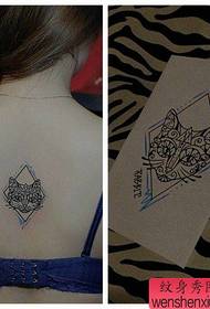girls back only beautiful totem cat tattoo pattern
