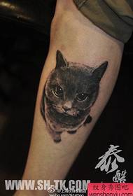 classic black and white cat tattoo pattern for boys legs