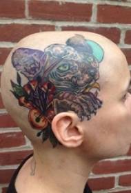 girls head painted plants and small animal mouse tattoo pictures