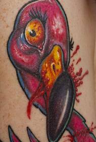 цветен модел татуировка на зомби фламинго