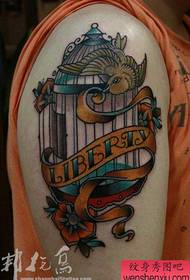 Arm popular pop bird bird cage tattoo pattern
