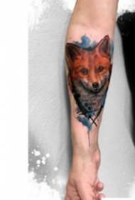 Tattoo grup për kafshët me bojëra uji fotografi tatuazhesh për kafshët në stilin me bojëra uji për t'u kënaqur