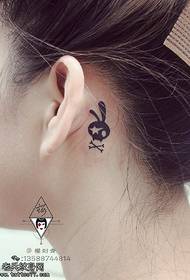 bunny tattoo pattern behind the ear