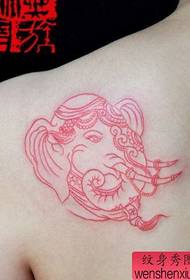 a girl's shoulder line elephant tattoo pattern