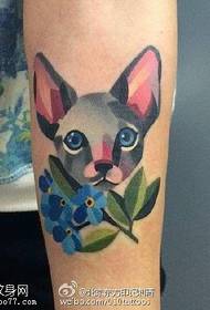 painted cute pet dog tattoo pattern