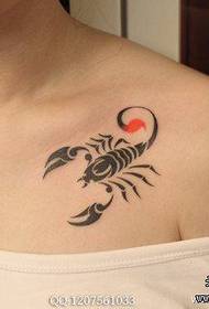 girl front chest classic popular totem scorpion tattoo pattern