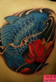 Patrón de tatuaje: patrón de tatuaje de loto de calamar 131317-patrón de tatuaje de espalda: imagen de patrón de tatuaje de calamar de espalda completa fresca