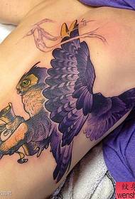 male back popular cool owl tattoo pattern