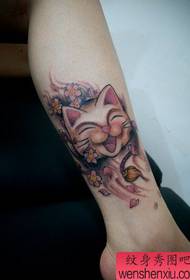 πόδι χαριτωμένο γάτα μοτίβο τατουάζ γάτα