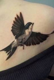 egy sor élénk és szép egyszerű vonalú tetoválás fekete-fehér szürke stílusú szúrós trükk madár tetoválás mintát