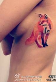 girl side chest a conceptual style fox tattoo pattern