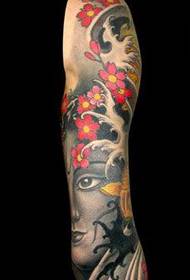 patrón de tatuaxe - patrón de tatuaje de calamar - patrón de tatuaje de brazo de flores