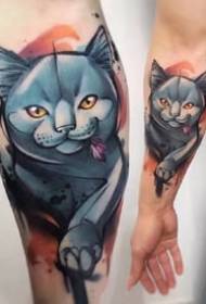 сина реална тетоважа за животни: група на животни во сина тон Боја на вода реална шема на тетоважа