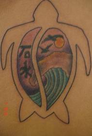 renk kaplumbağa ve deniz dövme deseni