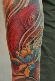 Шаблон татуювання кальмарів: візерунок татуювання кальмарів з лотосом
