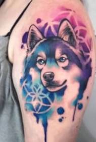 blue watercolor style pet tattoo pattern