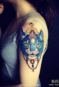 girl arm popular classic cat tattoo pattern
