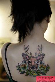 girls back cute cute deer tattoo pattern