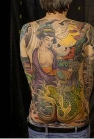 voller Rücken Schönheit Tintenfisch Tattoo Muster