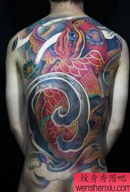 good-looking full-back color squid tattoo pattern