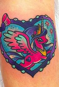 färgad tecknad djur tatuering ponny och Hello Kitty tatuering mönster