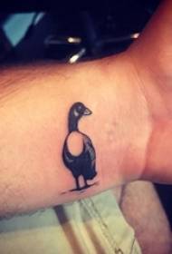 boys wrist on black sting simple line animal duck tattoo pictures
