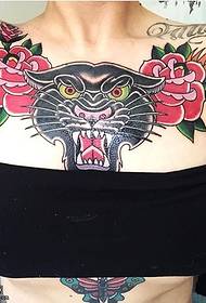 shoulder rose panther tattoo pattern