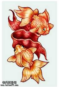 manuscrito hermoso y hermoso patrón de tatuaje de peces de colores