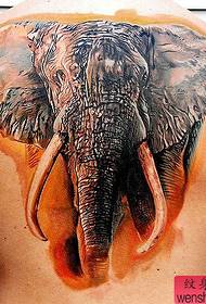 Шаблон за тетоважа на животни: Назад 3Д модел на тетоважа со слонови во боја