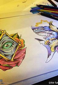 God's Eye Rose Shark Tattoo Manuscript Picture
