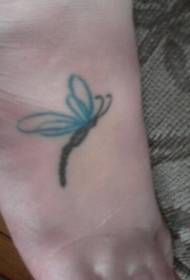 instep အရောင် dragonfly tattoo ပုံစံ
