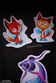 color fox goldfish tattoo manuscript pattern