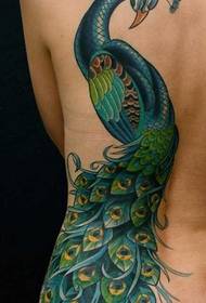 full back peacock tattoo pattern