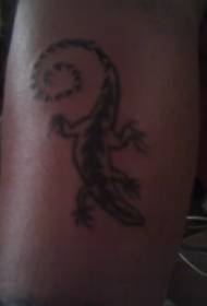 leg black minimalist lizard tattoo picture