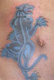 mėlynas juodos panteros tatuiruotės modelio kontūras
