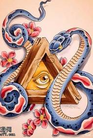 modello di tatuaggio manoscritto triangolo occhio serpente